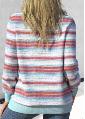 Light Blue tops,Plain Color tops,ROTITA Light Blue Round Neck Patchwork Long Sleeve Sweatshirt
