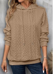 Sweat à capuche à manches longues et cordon de serrage Rotita Camel clair