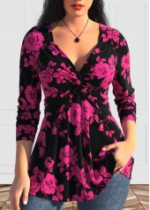 ROTITA Valentine's Day Twist Hot Pink Heart Collar T Shirt