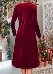 Wine Red dresses,Plain Color dresses,Everyday dresses,Casual dresses,ROTITA Sequin Wine Red A Line Draped Neck Dress
