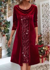 rotita sequin vin rouge une ligne robe à col drapé