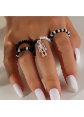 Halloween-Ringset aus schwarzen Saatperlen