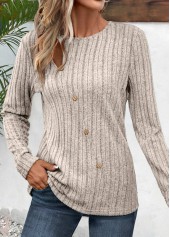 rotita t-shirt col rond camel clair découpé