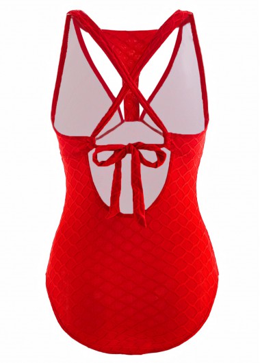 Red swimwear,Plain Color swimwear,ROTITA Red Cut Out One Piece Swimwear