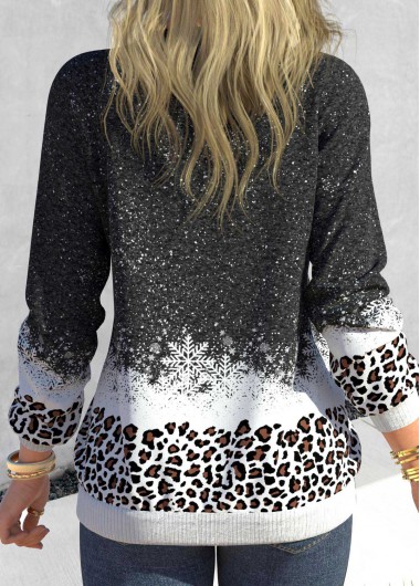 Dark Grey Marl tops,Christmas tops,Letter tops,Animal Print tops,ROTITA Patchwork Santa Claus Print Dark Grey Marl Sweatshirt