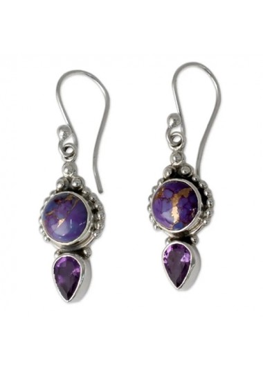 Purple jewelry,Geometric jewelry,Purple Hot Drilling Alloy Detail Earrings