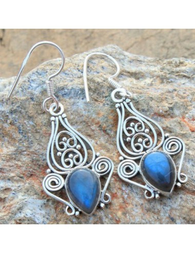Blue Alloy Detail Patchwork Geometric Earrings product