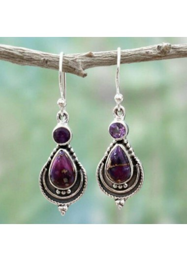 Purple Hot Drilling Alloy Detail Earrings product