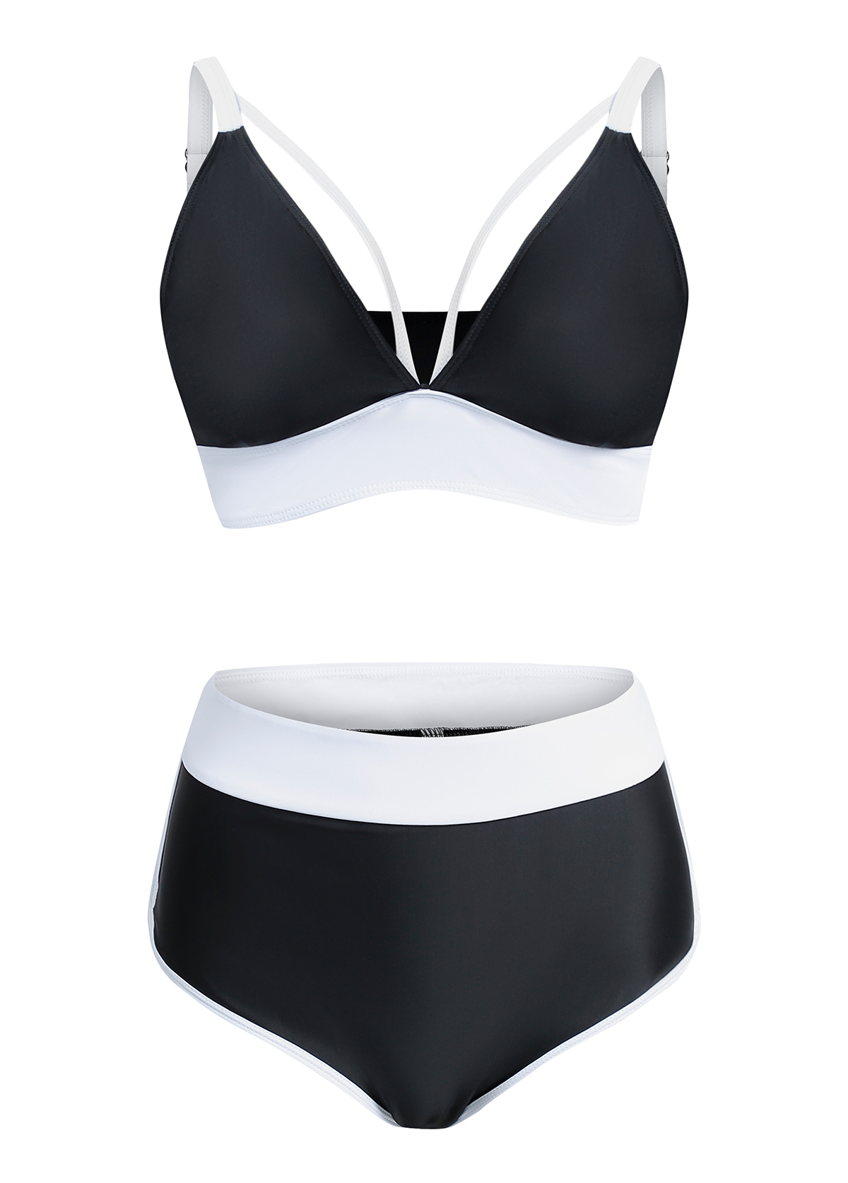 Rotita-Bikini-Set mit hoher Taille und kontrastierendem Schwarz