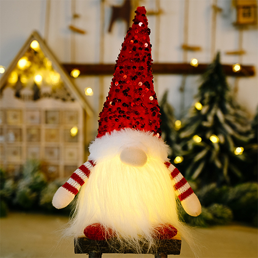 Sequin Striped Christmas Santa Claus Red Doll Decoration