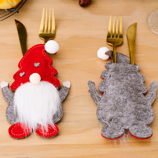 Red accessories,Grey accessories,Contrast Color accessories,Christmas Red Santa Claus Cutlery Cover