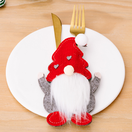 Red accessories,Grey accessories,Contrast Color accessories,Christmas Red Santa Claus Cutlery Cover