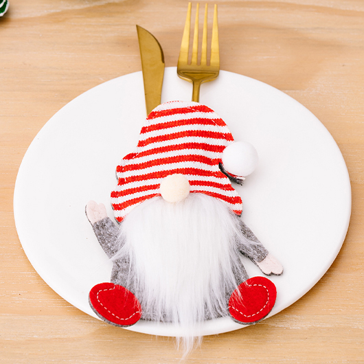 Christmas Striped Red Santa Claus Cutlery Cover