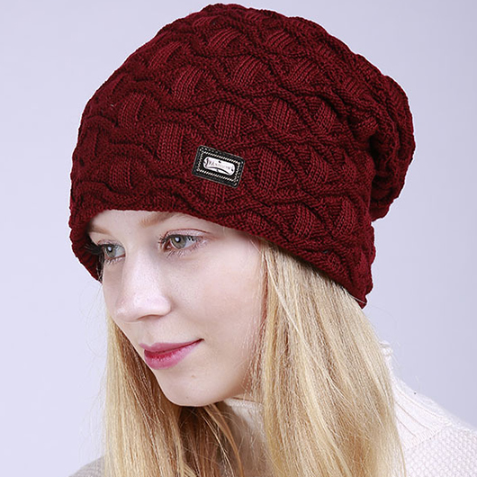 Acrylic Material Wine Red Hat Beanie