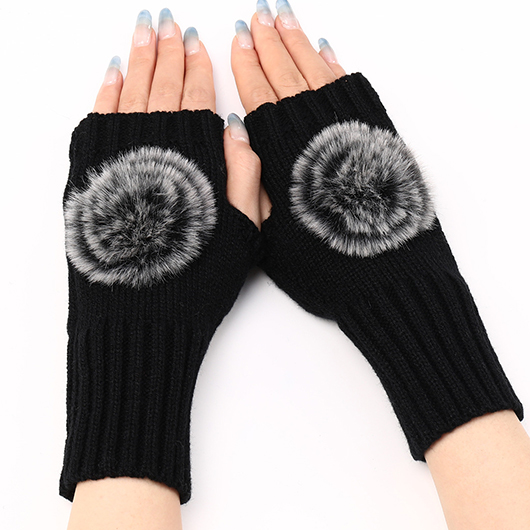 Black Warming Below Elbow Fingerless Gloves