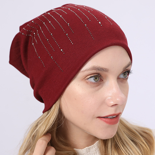 Cotton Hot Drilling Wine Red Hat Beanie