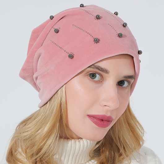 chapeau de flanelle rose en coton à chaud