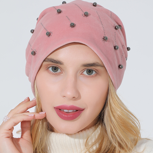 chapeau de flanelle rose en coton à chaud