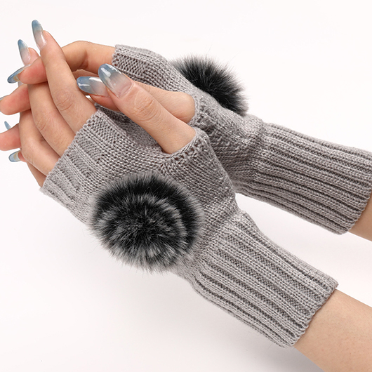 Grey Warming Below Elbow Fingerless Gloves