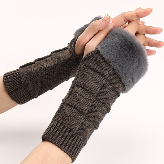 Dark Grey Warming Below Elbow Fingerless Gloves