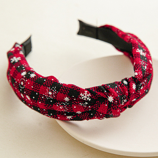 Christmas Design Plaid Snowflake Red Headband