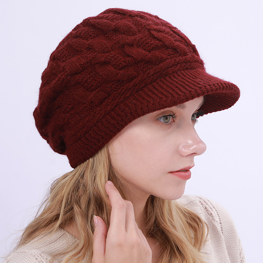 Wine Red Patchwork Christmas Hat Beret