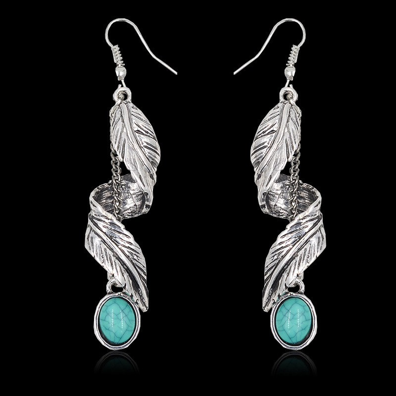 Silvery White jewelry,Plants jewelry,Leaf Silvery White Alloy Plants Earrings