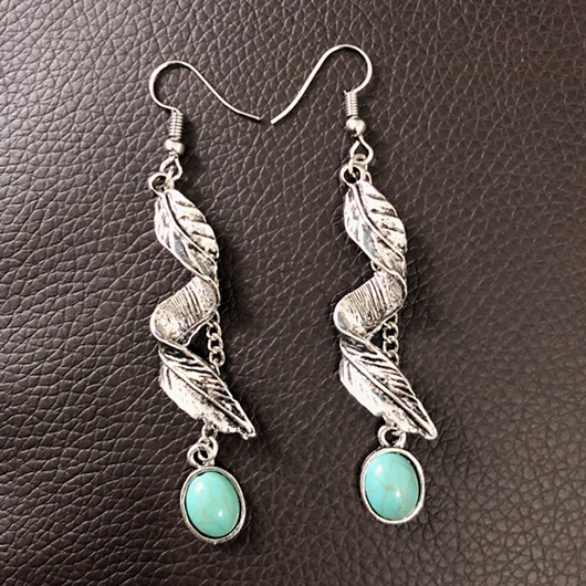 Silvery White jewelry,Plants jewelry,Leaf Silvery White Alloy Plants Earrings