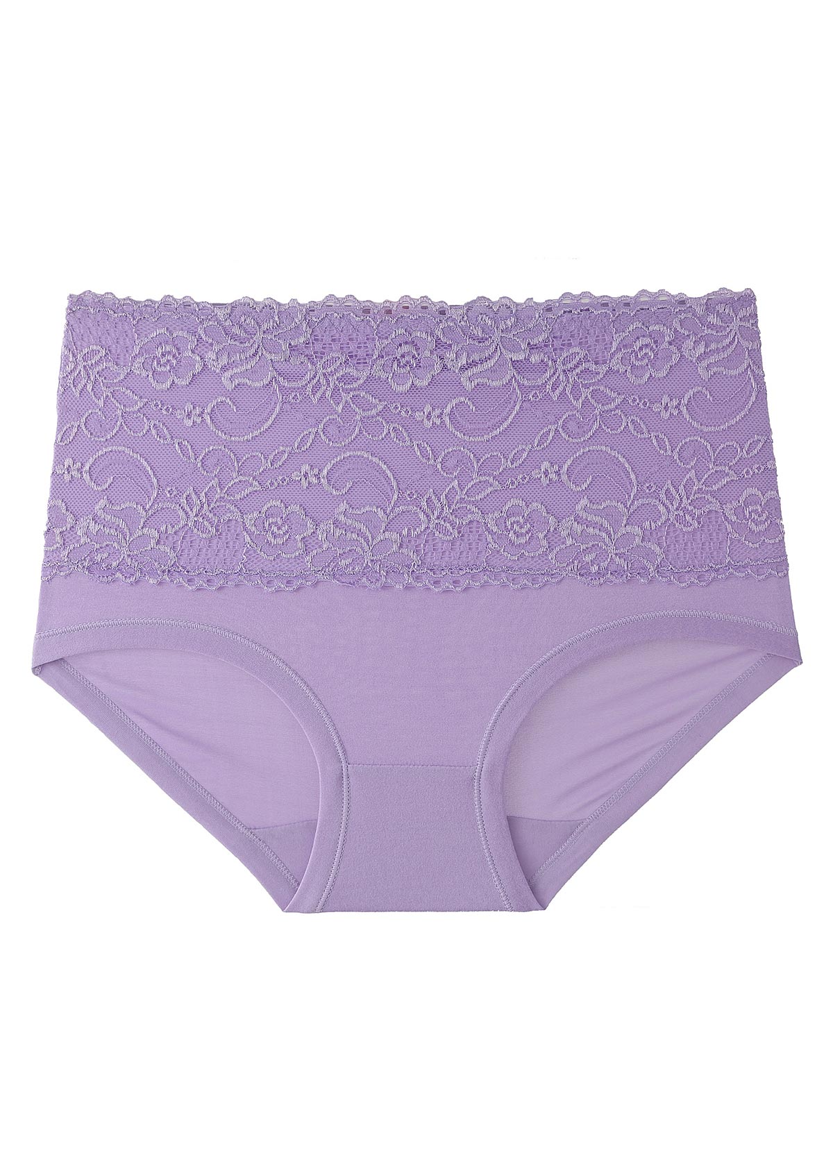 Light Purple intimates,Plain Color intimates,Light Purple Lace Patchwork High Waisted Panty