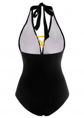Black swimwear,Contrast Color swimwear,ROTITA Contrast Black Cross Strap One Piece Swimwear