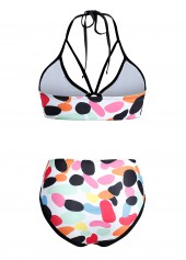 Multi Color swimwear,Rainbow Color swimwear,Dot swimwear,ROTITA Polka Dot Rainbow Color High Waist Bikini Set