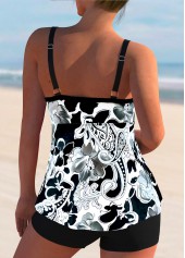 White swimwear,Paisley swimwear,ROTITA Paisley Print Bowknot White Tankini Set