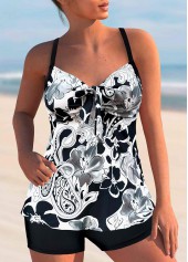 ROTITA Ensemble tankini blanc à nœud papillon et imprimé cachemire