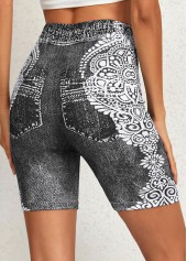 Dark Grey bottoms,White bottoms,Tribal bottoms,Tribal Print Dark Grey High Waisted Leggings