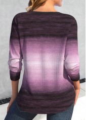 Purple tops,Ombre tops,ROTITA Lace Up Ombre Purple Long Sleeve T Shirt