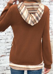 Multi Color tops,Striped tops,Geometric tops,ROTITA Patchwork Multi Stripe Print Long Sleeve Hoodie