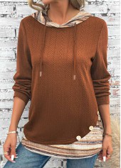 Rotita Patchwork-Kapuzenpullover mit mehreren Streifen und langen Ärmeln