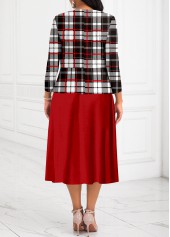 Red plus size,Plaid plus size,Striped plus size,Geometric plus size,ROTITA Plus Size Two Piece Red Belted Plaid Dress
