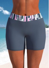 Dark Grey swimwear,Graphic swimwear,Striped swimwear,Geometric swimwear,ROTITA Drawstring Dark Grey Graffiti Print Mid Waisted Tankini Set