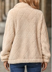 Light Camel tops,Plain Color tops,Zipper Light Camel Turn Down Collar Long Sleeve Coat