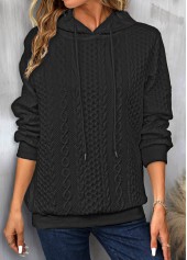 sweat à capuche noir à manches longues torsadé avec cordon de serrage