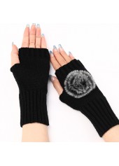 Black accessories,Plain Color accessories,Black Warming Below Elbow Fingerless Gloves