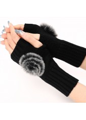Black accessories,Plain Color accessories,Black Warming Below Elbow Fingerless Gloves