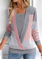 ROTITA Plus Size Fake 2in1 Dark Grey Square Neck Sweatshirt