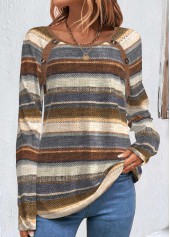 Rotita-Sweatshirt mit Knopfleiste mehrfarbig Rundhalsausschnitt und langen Ärmeln