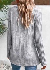 Light Grey Marl tops,Plain Color tops,ROTITA Button Light Grey Marl Round Neck T Shirt