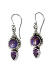 Purple jewelry,Geometric jewelry,Purple Hot Drilling Alloy Detail Earrings