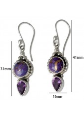 Purple jewelry,Geometric jewelry,Purple Hot Drilling Alloy Detail Earrings
