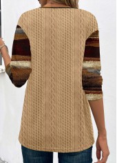 Light Camel plus size,Graphic plus size,ROTITA Plus Size Patchwork Light Camel Graffiti Print Sweatshirt