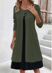 rotita fausse robe trapèze vert olive 2 en 1